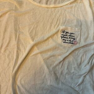 Medium Aeropostale Cream Pajama Top with Pocket Detail